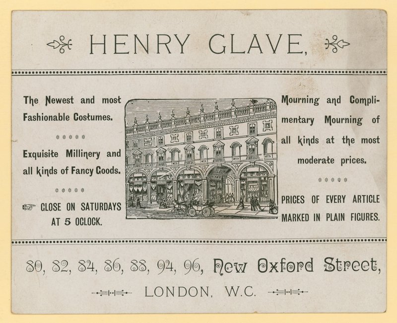 Reklama na Henry Glave, New Oxford Street, Londýn od English School