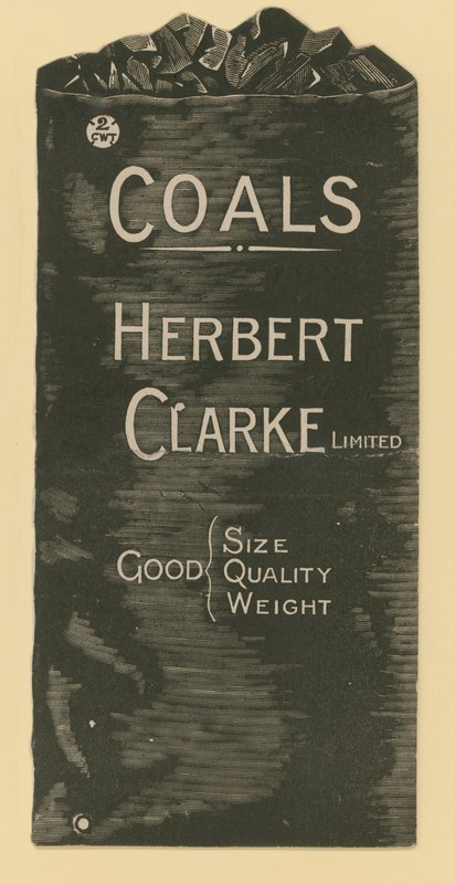 Reklama na Herbert Clarke Ltd., obchodník s uhlím od English School