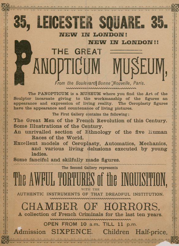 Reklama na The Great Panopticum Museum, 35 Leicester Square, Londýn, 1854 od English School