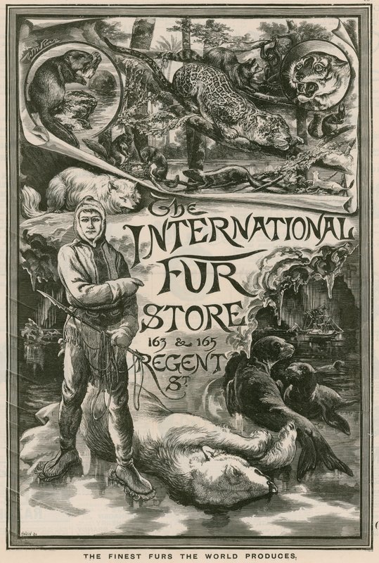 Reklama na The International Fur Store, 163 & 165 Regent Street, Londýn od English School
