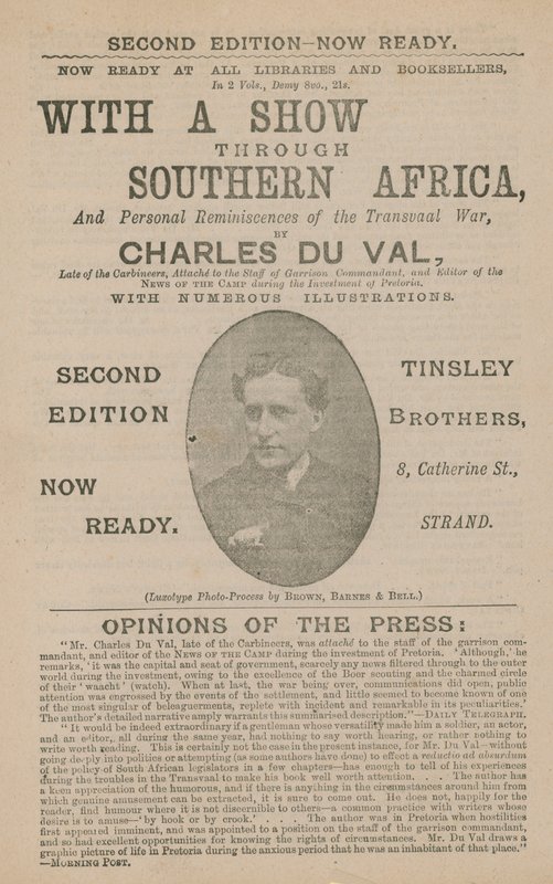 Reklama na S show Through Southern Africa od Charlese Du Val od English School