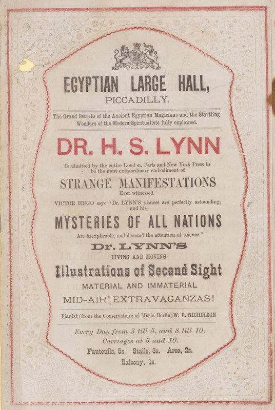 Reklama na vystoupení Dr. H. S. Lynna v Egyptské síni od English School