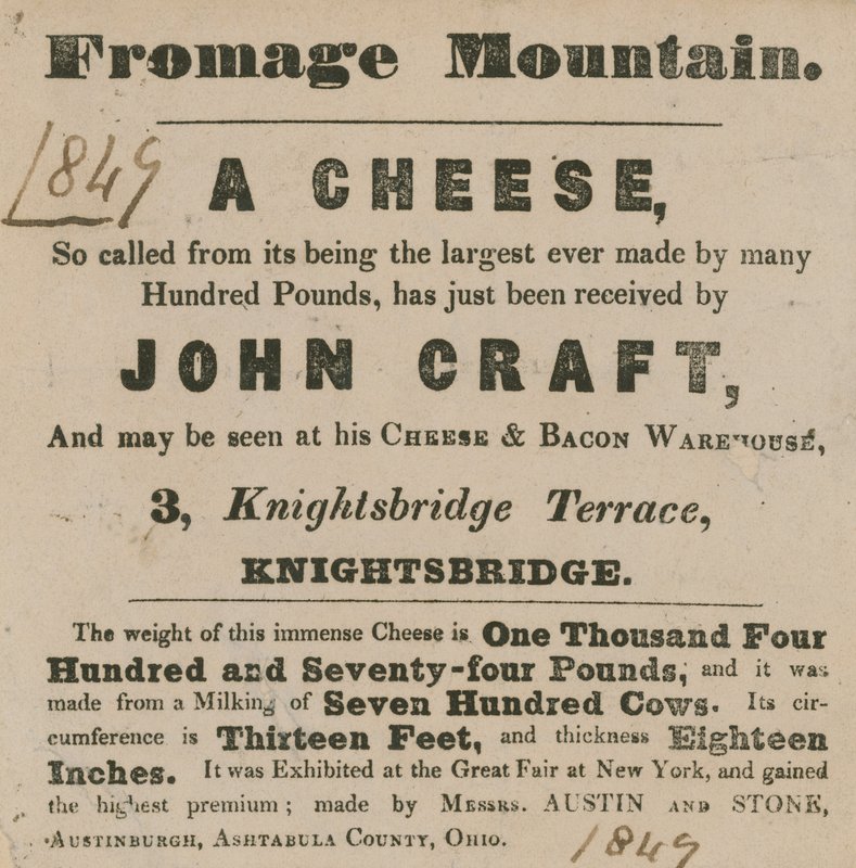 Reklama na výstavu sýra známého jako Fromage Mountain od English School