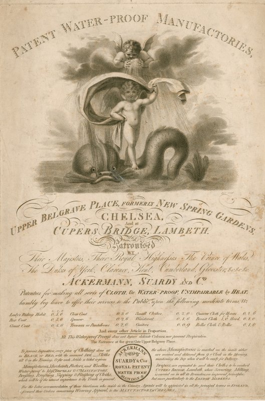 Reklama pro Ackermann, Stardy & Co., Patent Water-Proof Manufactory od English School