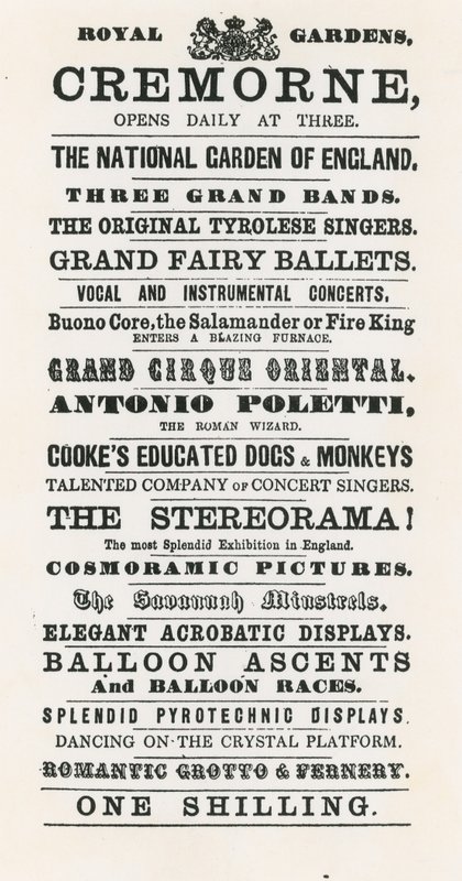 Reklama na Cremorne Gardens od English School