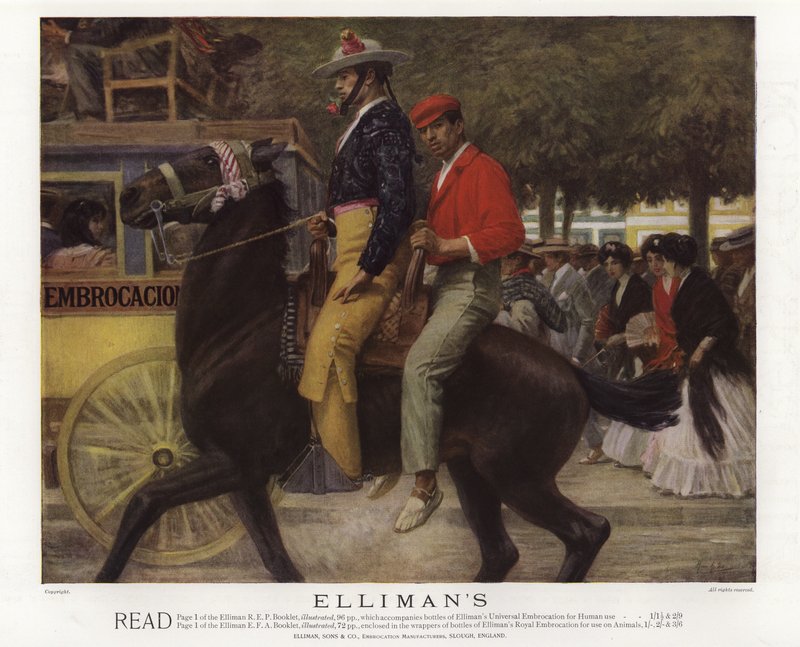 Reklama na Ellimans Universal Embrocation od English School