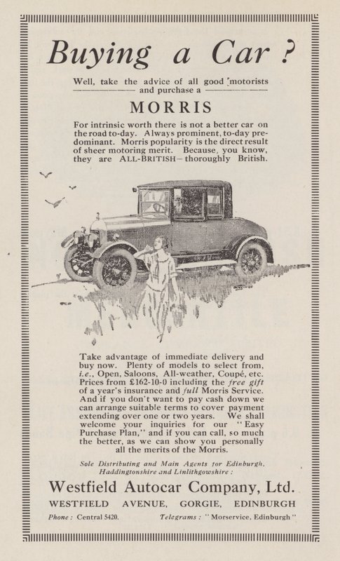 Reklama na vozy Morris, 1926 od English School