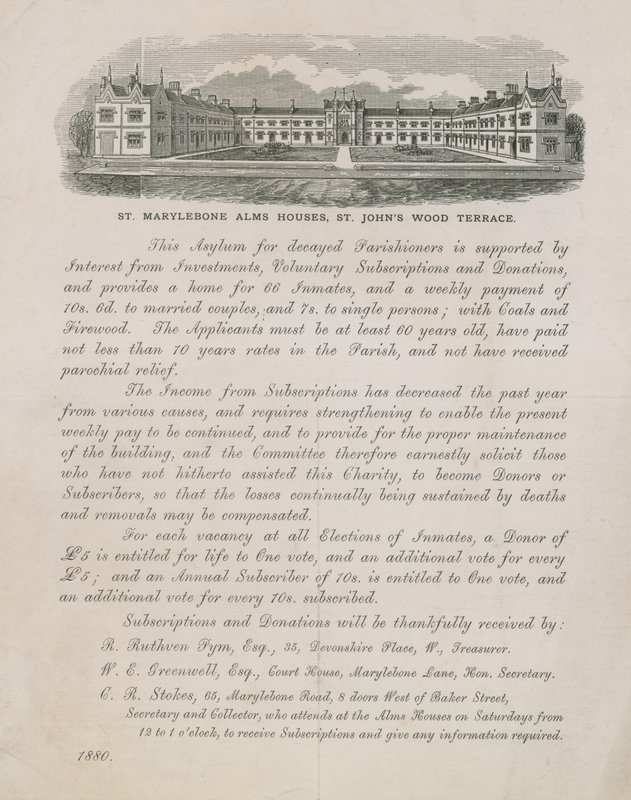 Reklama na St Marylebone Alms Houses od English School