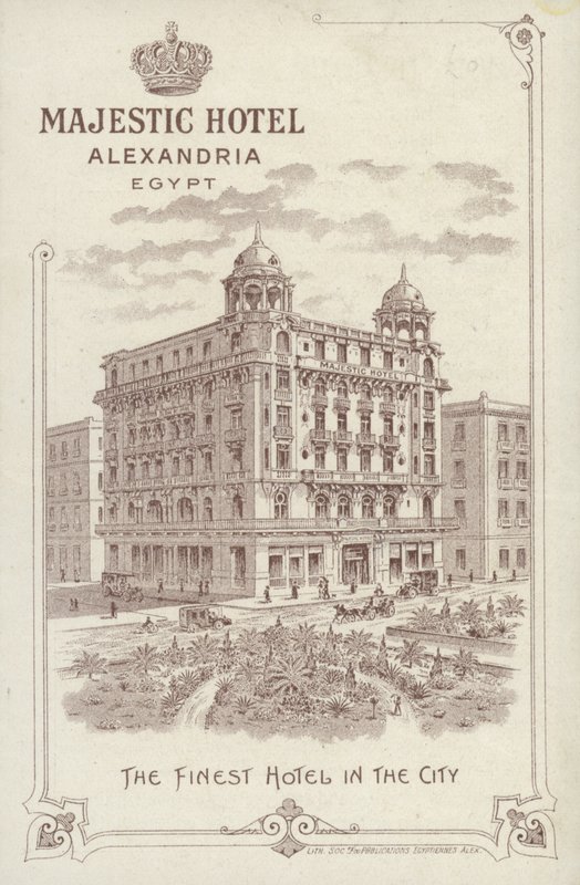 Reklama na hotel Majestic, Alexandrie, Egypt od English School