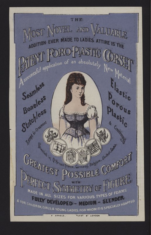 Reklama na patentový korzet Poro-Plastic (barva litho) od English School