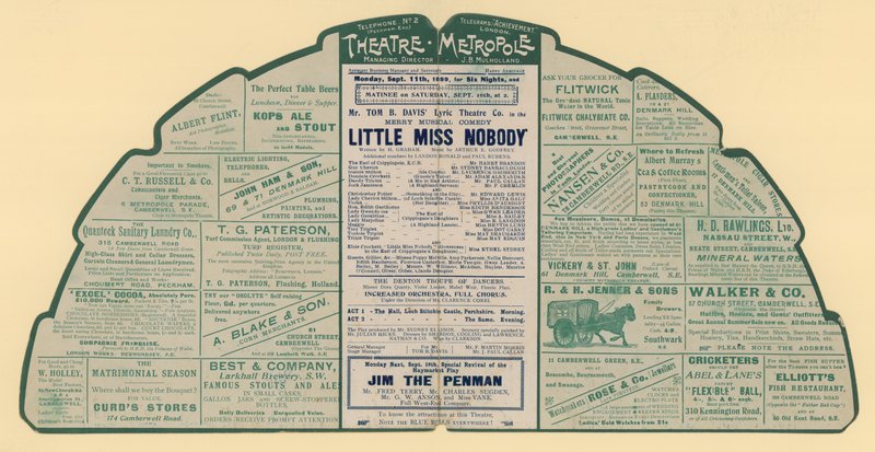 Reklamní leták pro Theatre Metropole, Peckham, Londýn od English School
