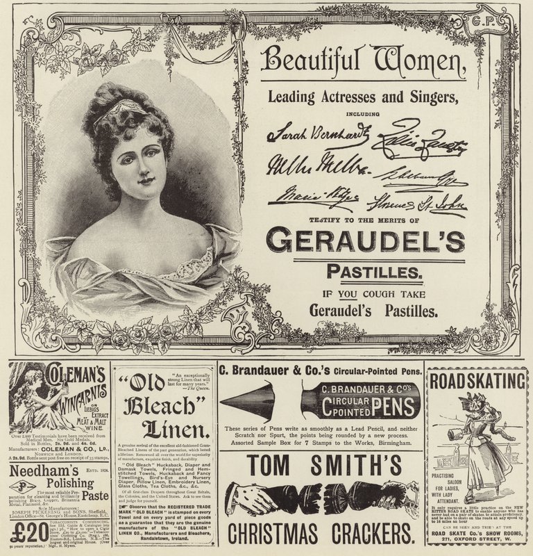 Reklama se rozšířila z The Graphic Christmas Number 1896 od English School