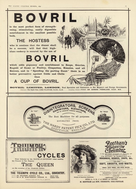 Reklama se rozšířila z The Graphic Christmas Number 1897 od English School