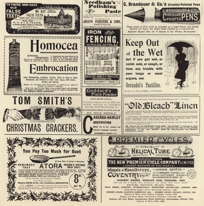 Reklama se rozšířila z The Graphic Christmas Number 1897 od English School
