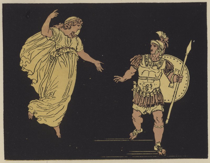 Aeneas a odstín Creusa (barva litho) od English School