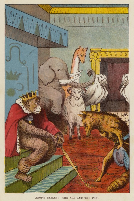 Ezopovy bajky: Opice a liška (chromolitho) od English School