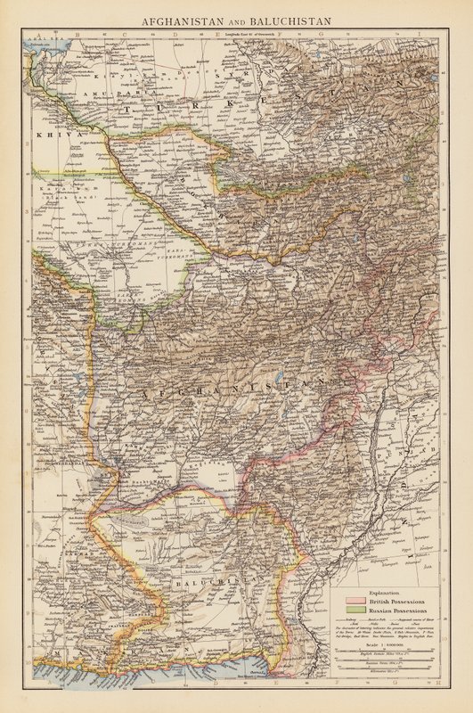 Afghánistán a Balúčistán (barevná litografie) od English School