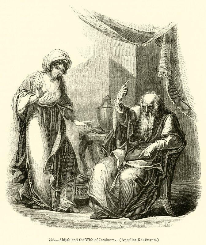 Ahijah a manželka Jeroboamova, Angelica Kaufmann (rytina) od English School