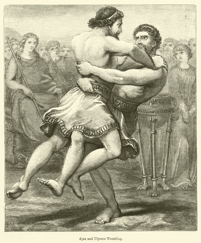 Ajax a Ulysses wrestling (rytina) od English School
