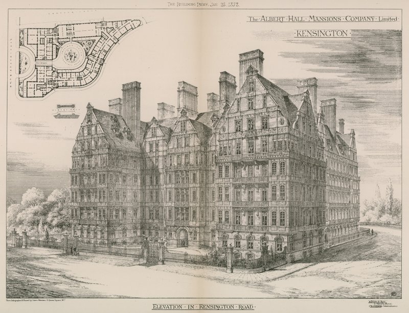 Albert Hall Mansions, Kensington, Londýn od English School