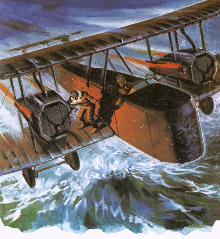 Alcock a Brown ve svém Vickers 