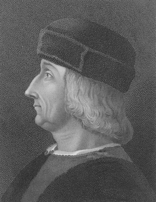 Aldus Manutius, po portrétu od Belliniho (rytina) od English School