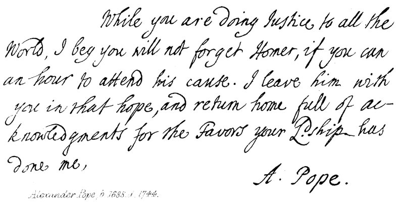 Alexander Pope (1688-1744), dopis hraběti Halifaxovi, 1714 od English School