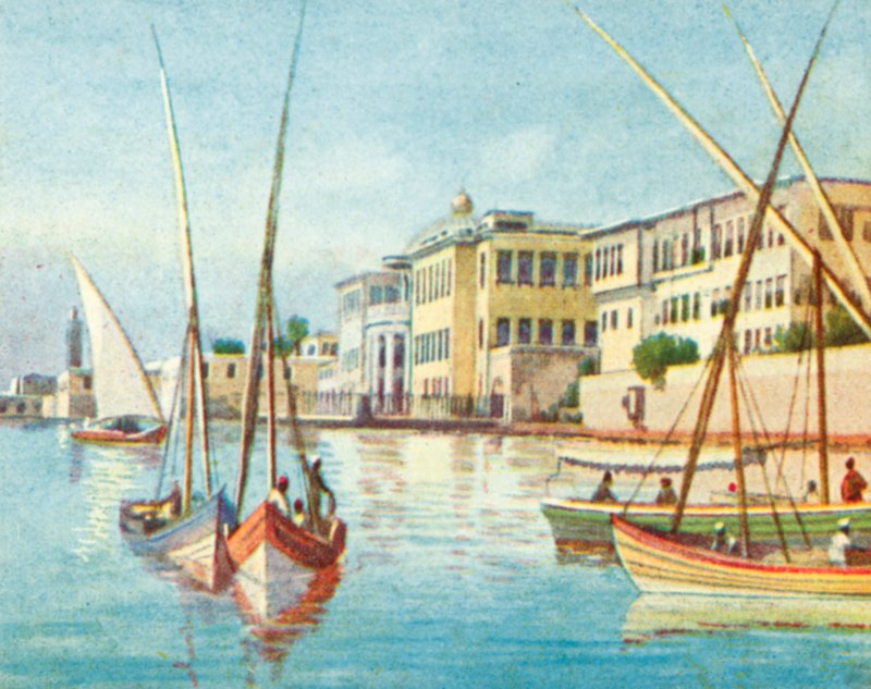 Alexandrie, Ras-et-Tin (barevná litografie) od English School
