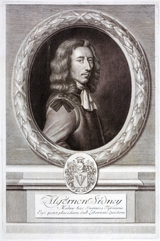 Algernon Sidney , anglický republikánský politický teoretik a voják (rytina) od English School