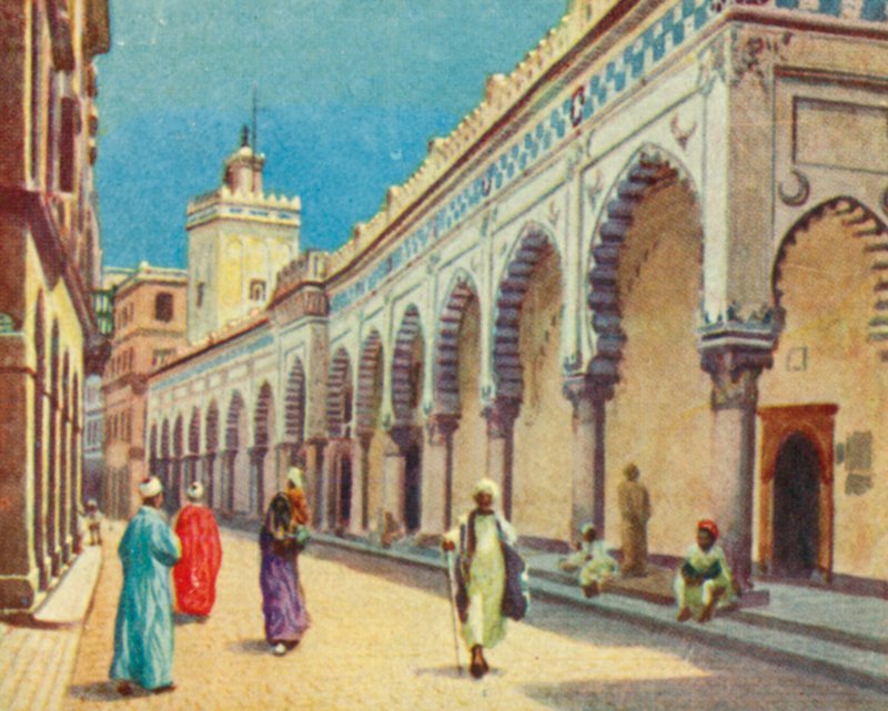 Alžír, Velká mešita (barevná litografie) od English School