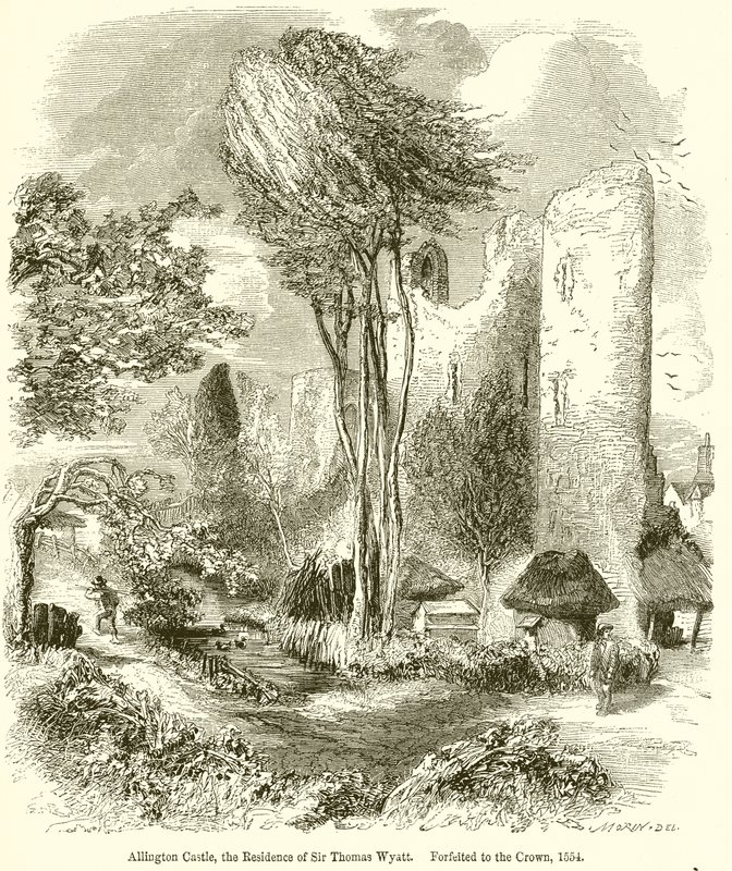 Hrad Allington, sídlo sira Thomase Wyatta. Propadl koruně, 1554 od English School