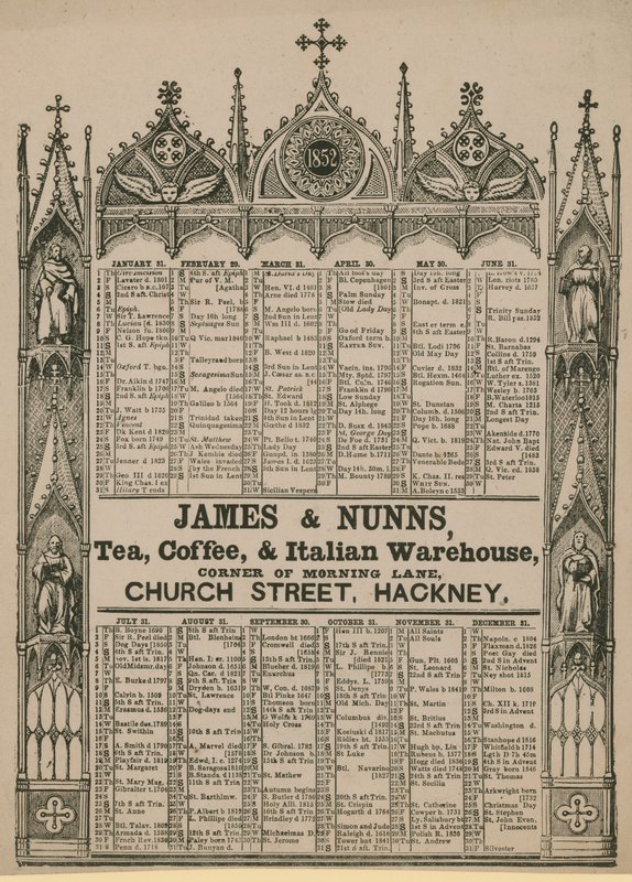 Almanack vydaný James & Nunns od English School