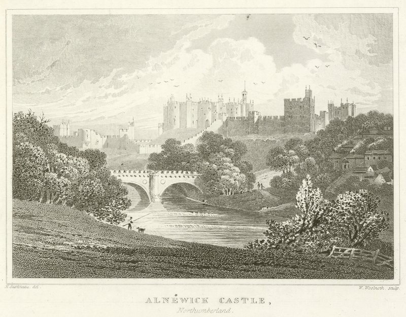Alnwick Castle, Northumberland (rytina) od English School