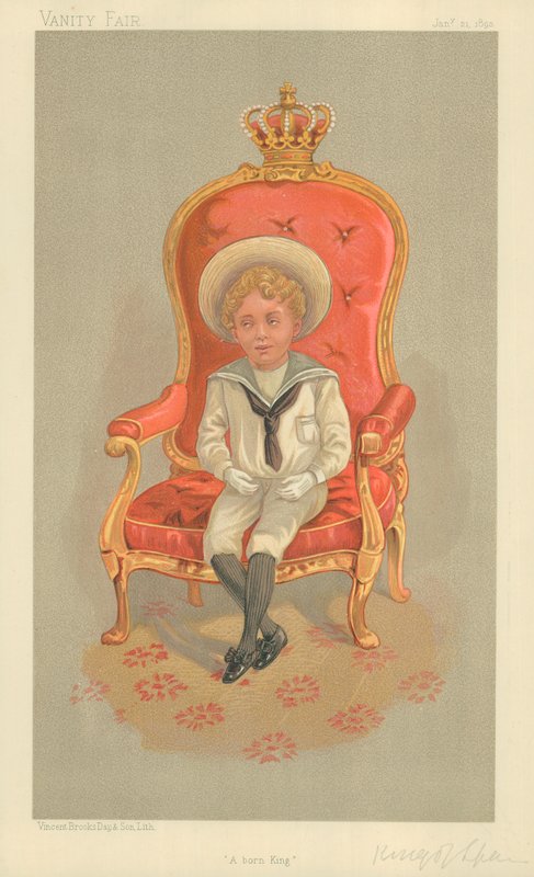 Alphonso VIII., král Španělska, Narozený král, 21. ledna 1893, karikatura Vanity Fair od English School