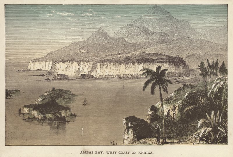 Ambas Bay, západní pobřeží Afriky (barevná rytina) od English School