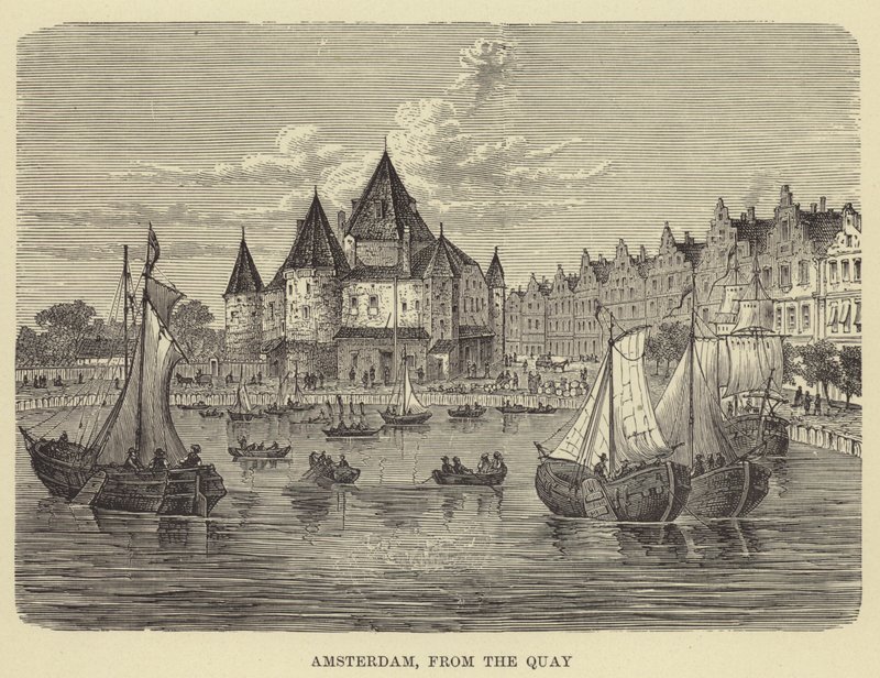 Amsterdam, z nábřeží (rytina) od English School