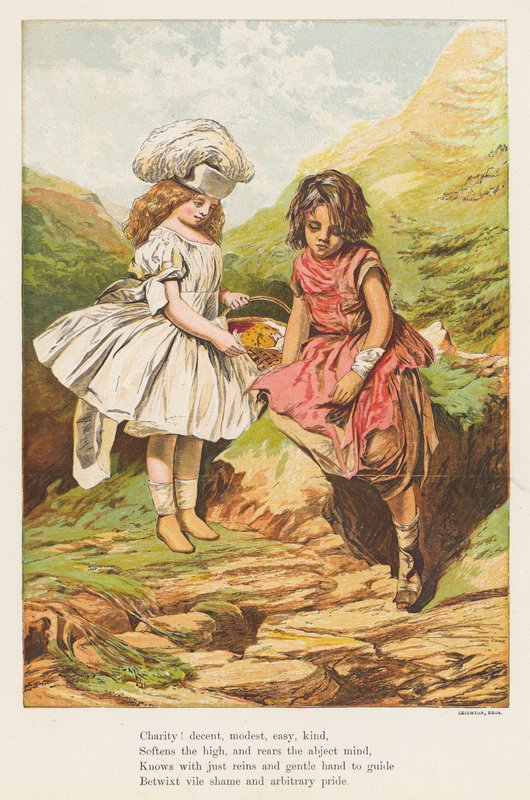 Dobročinný čin (barevná litografie) od English School