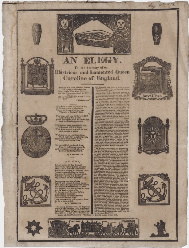 Elegie na památku anglické královny Caroline (rytina) od English School