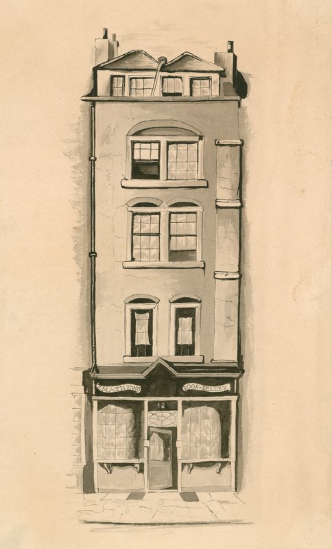 Originální akvarelová kresba 18 Strand, Westminster, Londýn, místo narození Charlese Matthewse, komika (wc na papíře) od English School