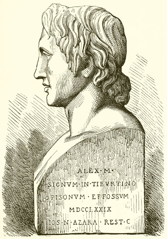 Starověká busta Alexandra Velikého od English School