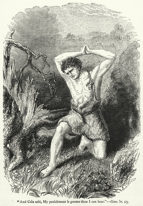 "A Kain řekl: Můj trest je větší, než mohu snést," Gen iv 13 od English School