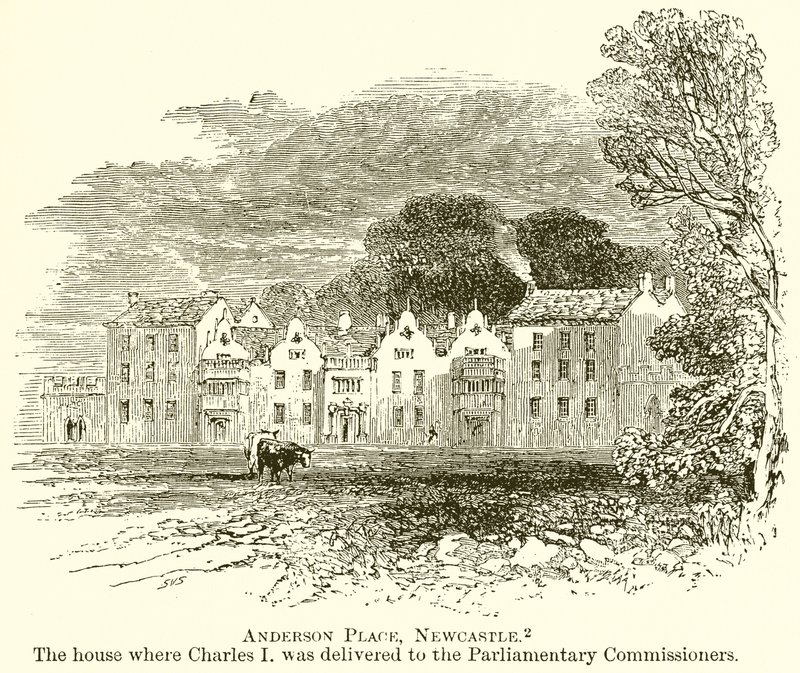 Anderson Place, Newcastle. Dům, kde byl Karel I. předán parlamentním komisařům od English School