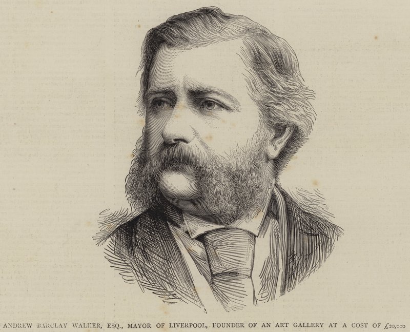 Andrew Barclay Walker, Esquire, starosta Liverpoolu, zakladatel umělecké galerie za cenu 20 000 £ (rytina) od English School