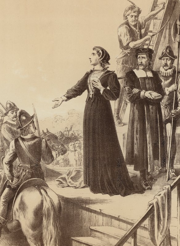 Ann Line, „prohlásila kolem stojícím hlasitým hlasem“ (litho) od English School