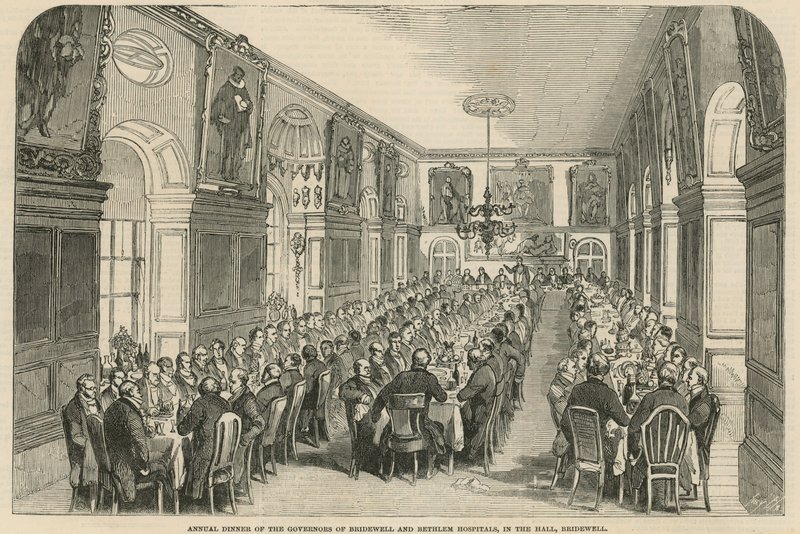 Výroční večeře guvernérů nemocnic Bridewell a Betlém od English School