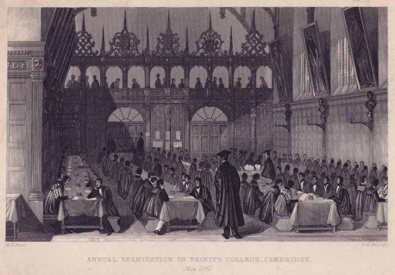 Roční zkouška na Trinity College, Cambridge, květen 1842 od English School