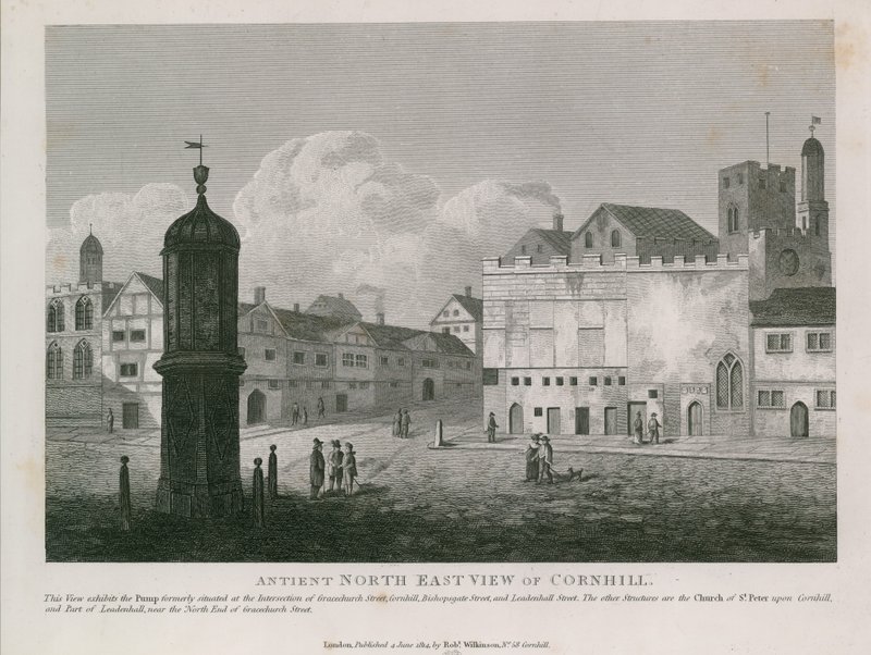 Starověký severovýchodní pohled na Cornhill od English School