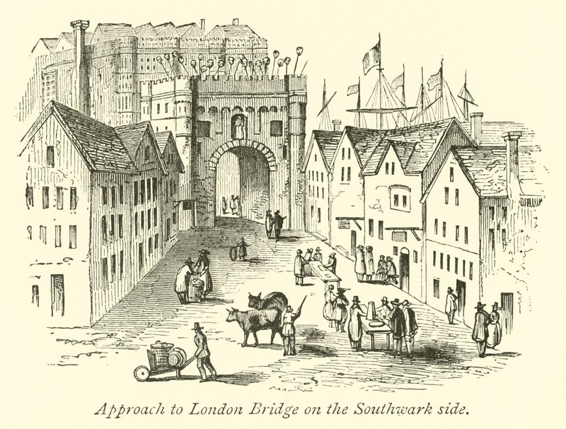 Přibližte se k London Bridge na straně Southwark od English School