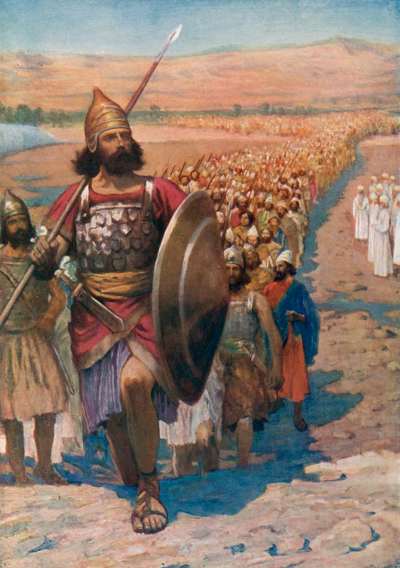 "Vstaň, přejdi přes tento Jordán, ty a všechen tento lid," Joshua I 2 (barva litho) od English School