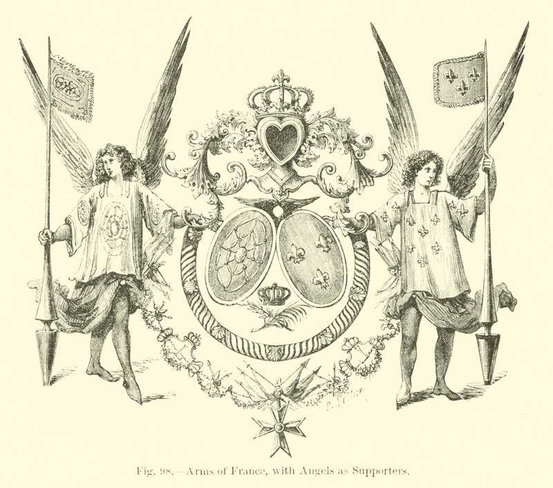 Arms of France, s anděly jako podporovateli od English School